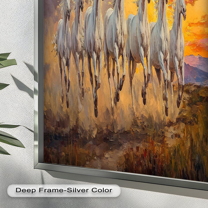 Run with the Sun – White Horses Oil Painting