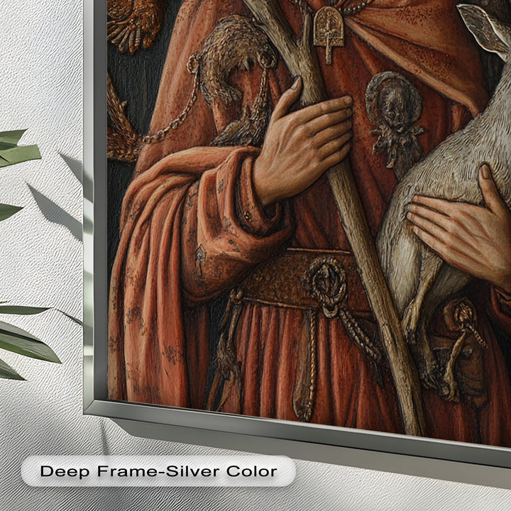 Saint with Deer Wall Art – Religious Oil Painting