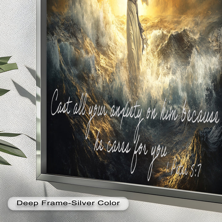 1 Peter 5:7 – Trust in God Bible Verse Oil Painting
