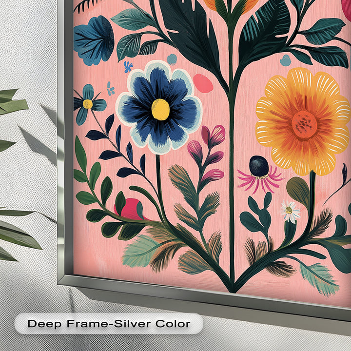 Blossom Carnival – Whimsical Boho Flower Oil Painting