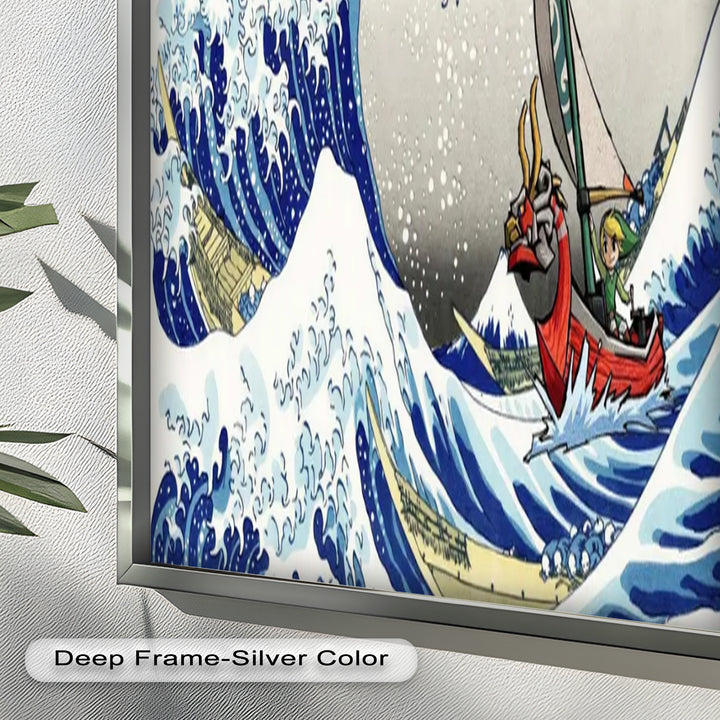 Hokusai Great Wave x Zelda Art – Japanisches Pop-Art-Ölgemälde