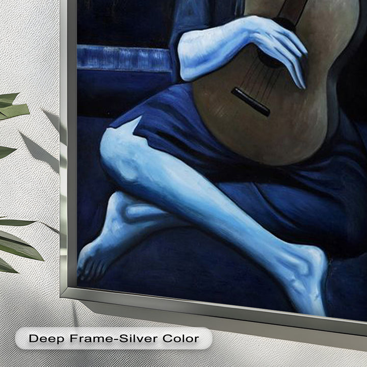Melancholy Strings – Blue Period-Inspired Guitarist Oil Painting