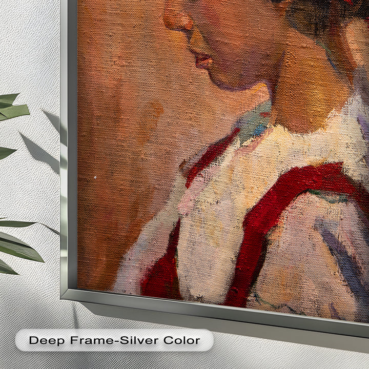 Side Portrait of a Young Woman in Red Ribbon - Picasso Oil Painting