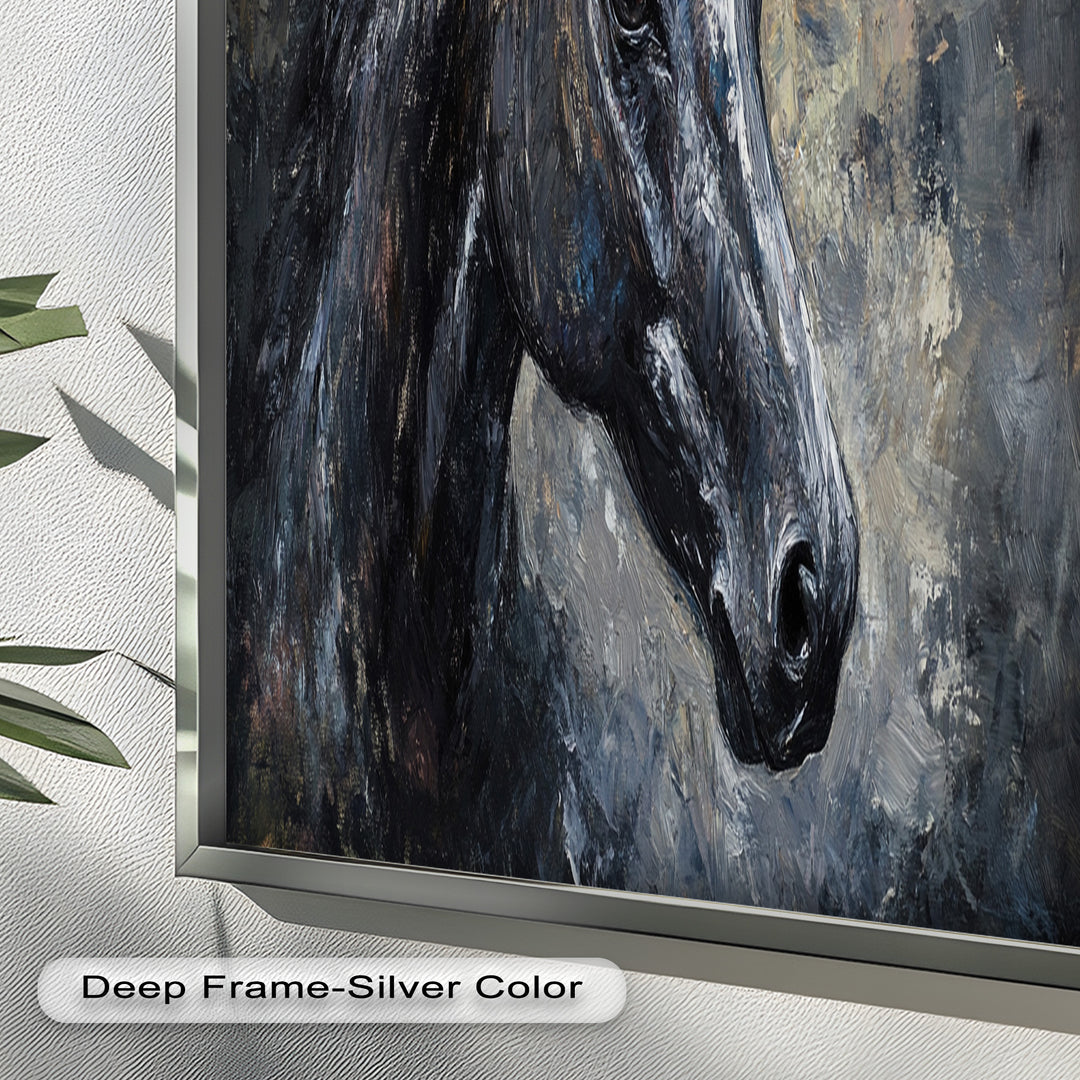 Black Horse Portrait - Animal Oil Painting