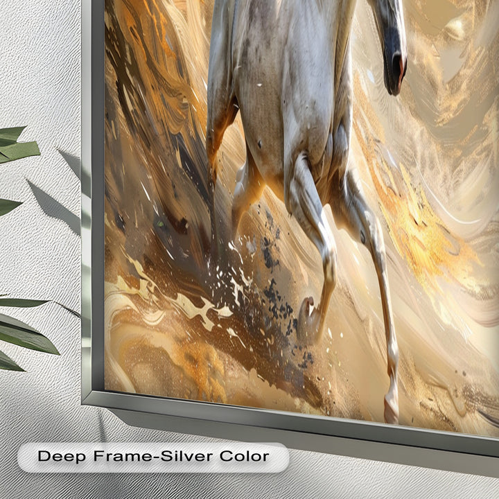 Majestic White Horse – Dynamic Equine Oil Painting