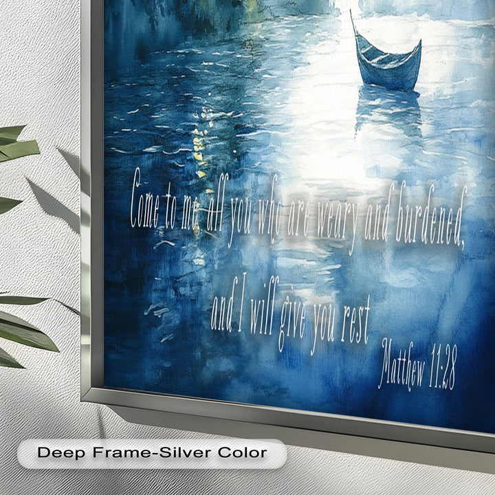 Matthew 11:28 – Find Rest in Christ Bible Verse Oil Painting