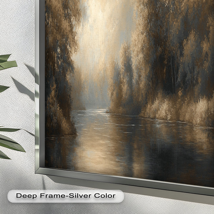 Serene River Landscape Wall Art – Modern Oil Painting