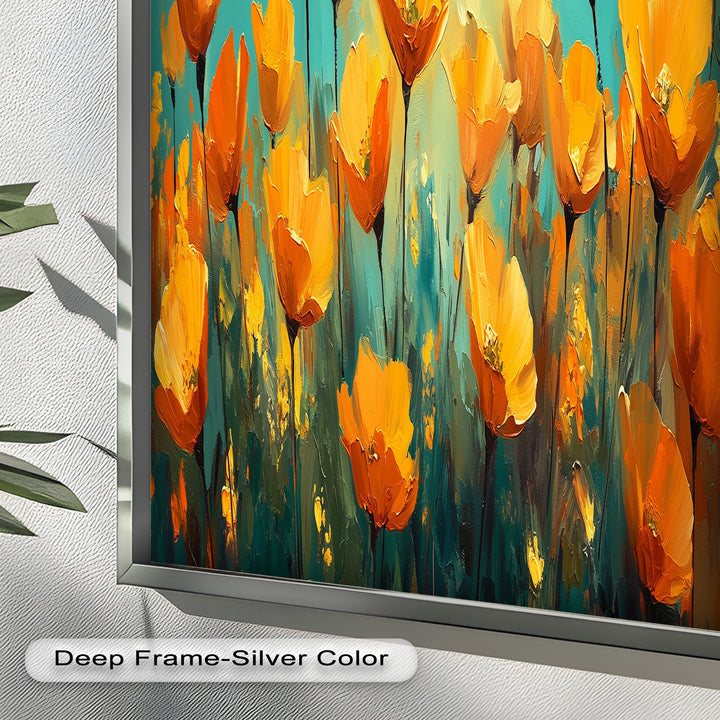 Leuchtend orangefarbene Mohnblumen-Wandkunst – Blumen-Ölgemälde