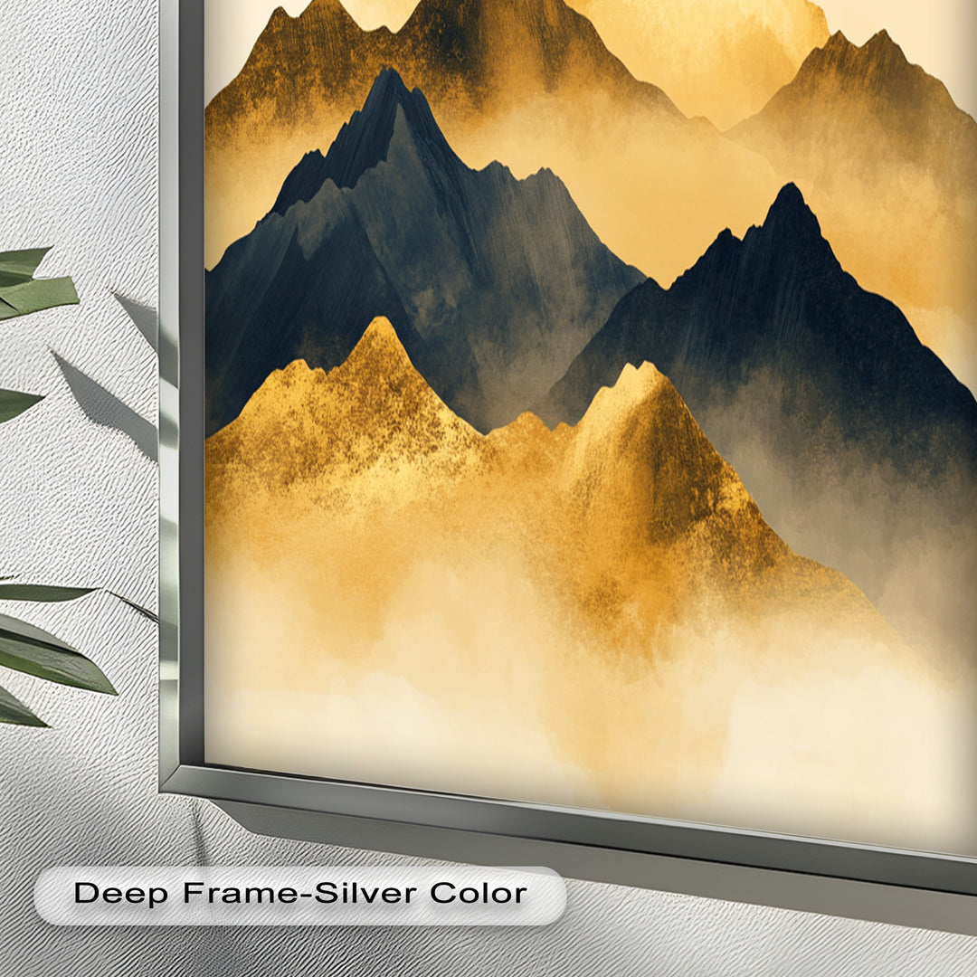 Gold &amp; Black Mountains – Modernes Ölgemälde