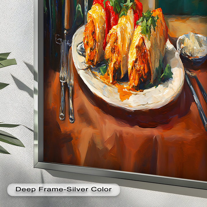 Gefüllte Paprika und Wein – Gourmet-Essszene Food Painting
