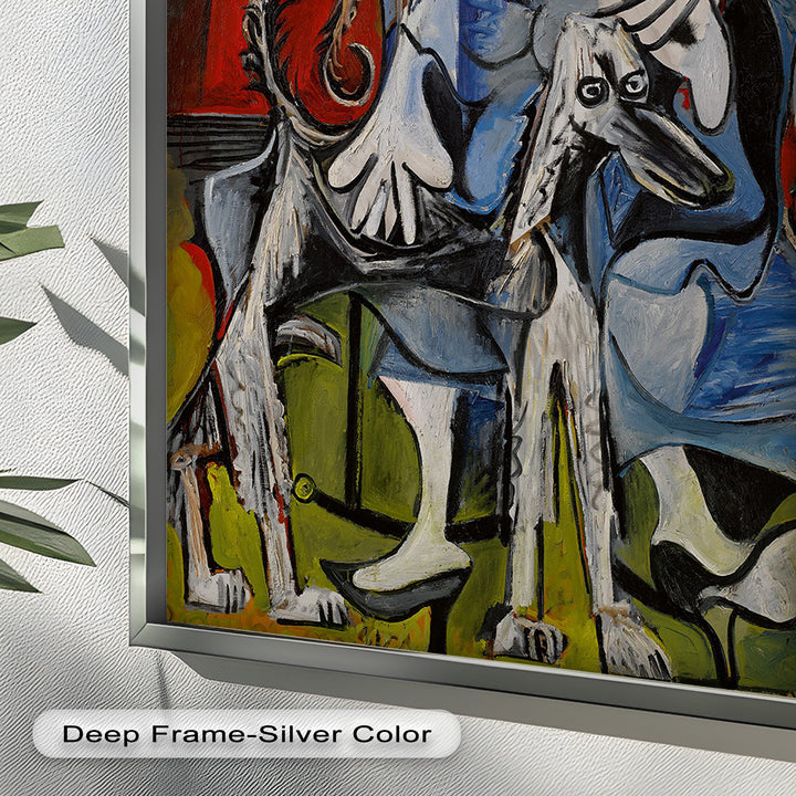 Loyal Companion – Picasso Style Woman with Dog Oil Painting