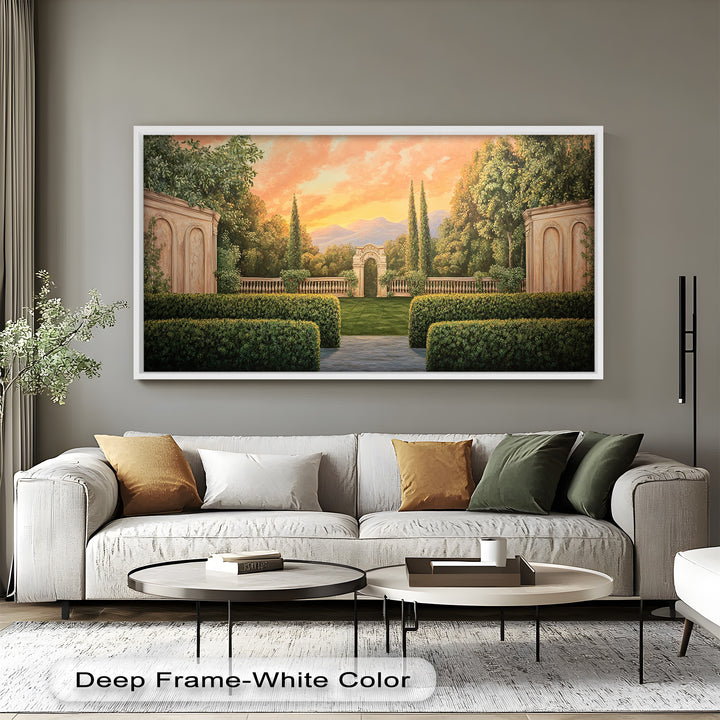 Sunset Garden Gateway – Classical Landscape Oil Painting
