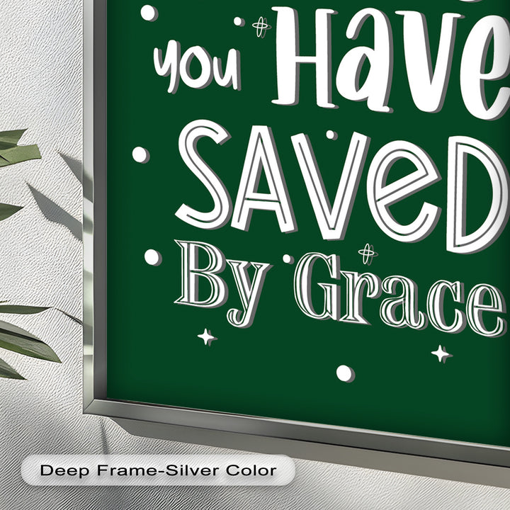 Saved by Grace – Christian Bible Verse Oil Painting