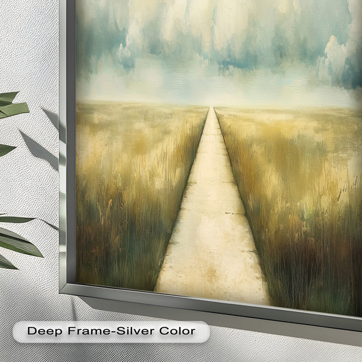 Cloudy Sky Wall Art – Minimal Landscape Oil Painting