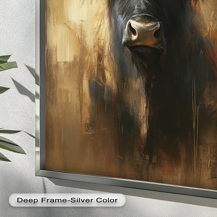 Bull in Amber Tones - Animal Oil Painting