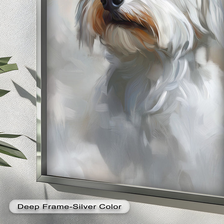 Snowy Gaze – White Maltese Portrait Animal Oil Painting