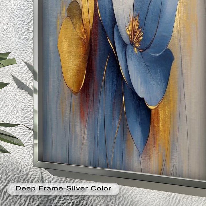 Blaue Magnolien-Wandkunst – Blumen-Ölgemälde
