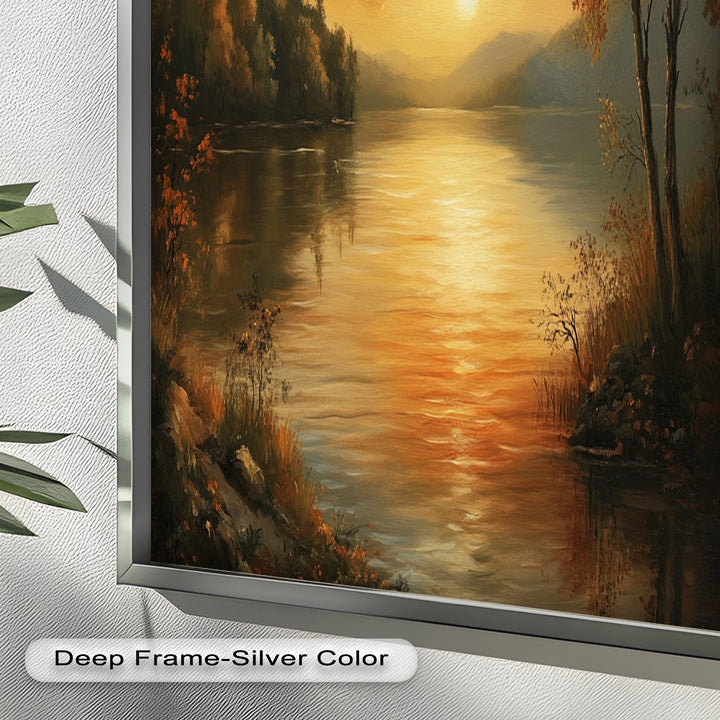 Golden Lake Sunset – Herbstreflexion Hudson River Ölgemälde