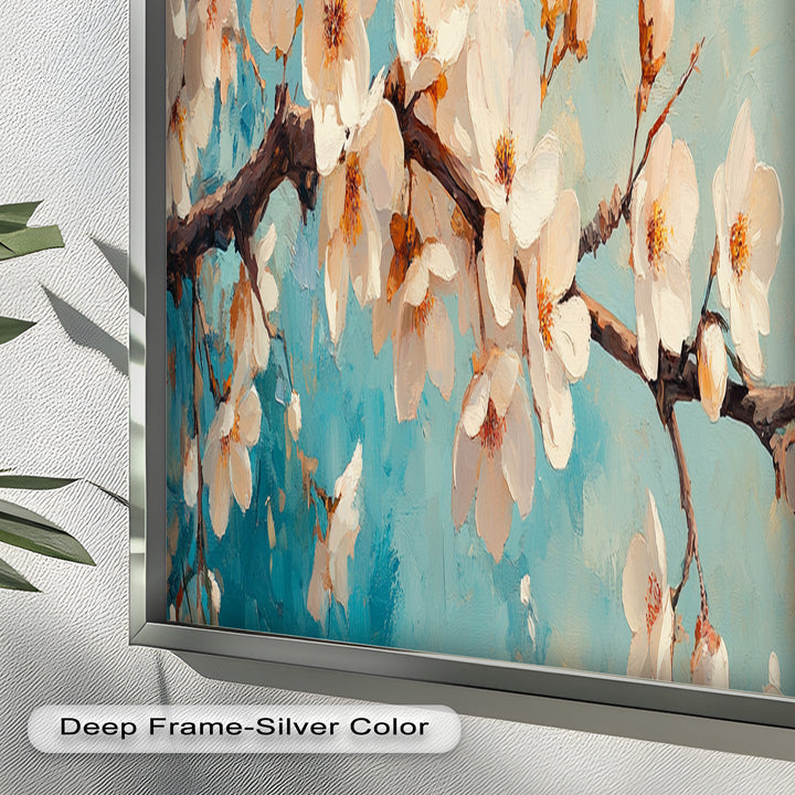 White Cherry Blossoms Wall Art – Floral Oil Painting