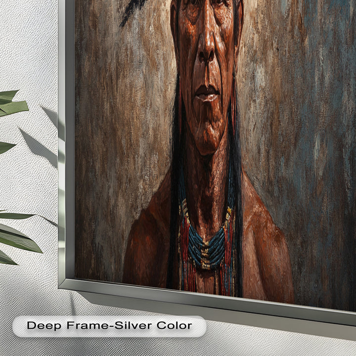 Echo of the Ancestors – Native Warrior Portrait Oil Painting