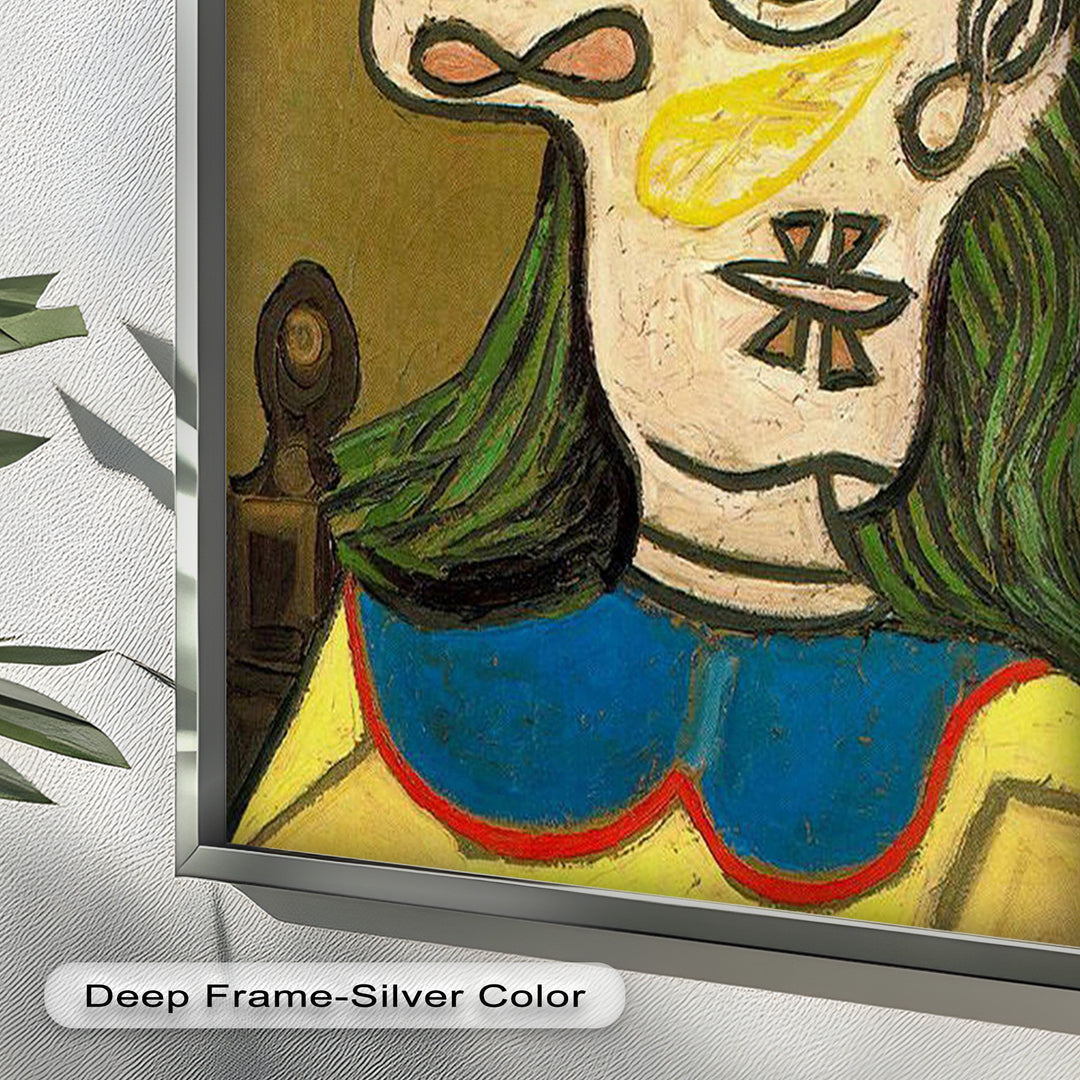 Whimsical Hat – Abstract Female Portrait with Flower Detail Picasso Oil Painting