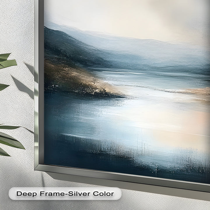 Misty Mountain Lake Landscape - Framed Oil Painting