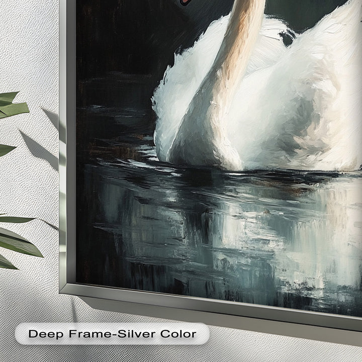Solitary Grace – White Swan Oil Painting