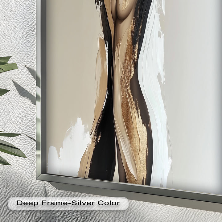 Golden Silence – Abstract Female Figure Oil Painting