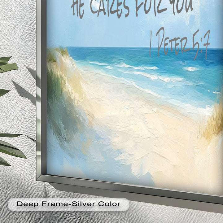 1 Peter 5:7 – Cast Your Anxiety Bible Verse Oil Painting
