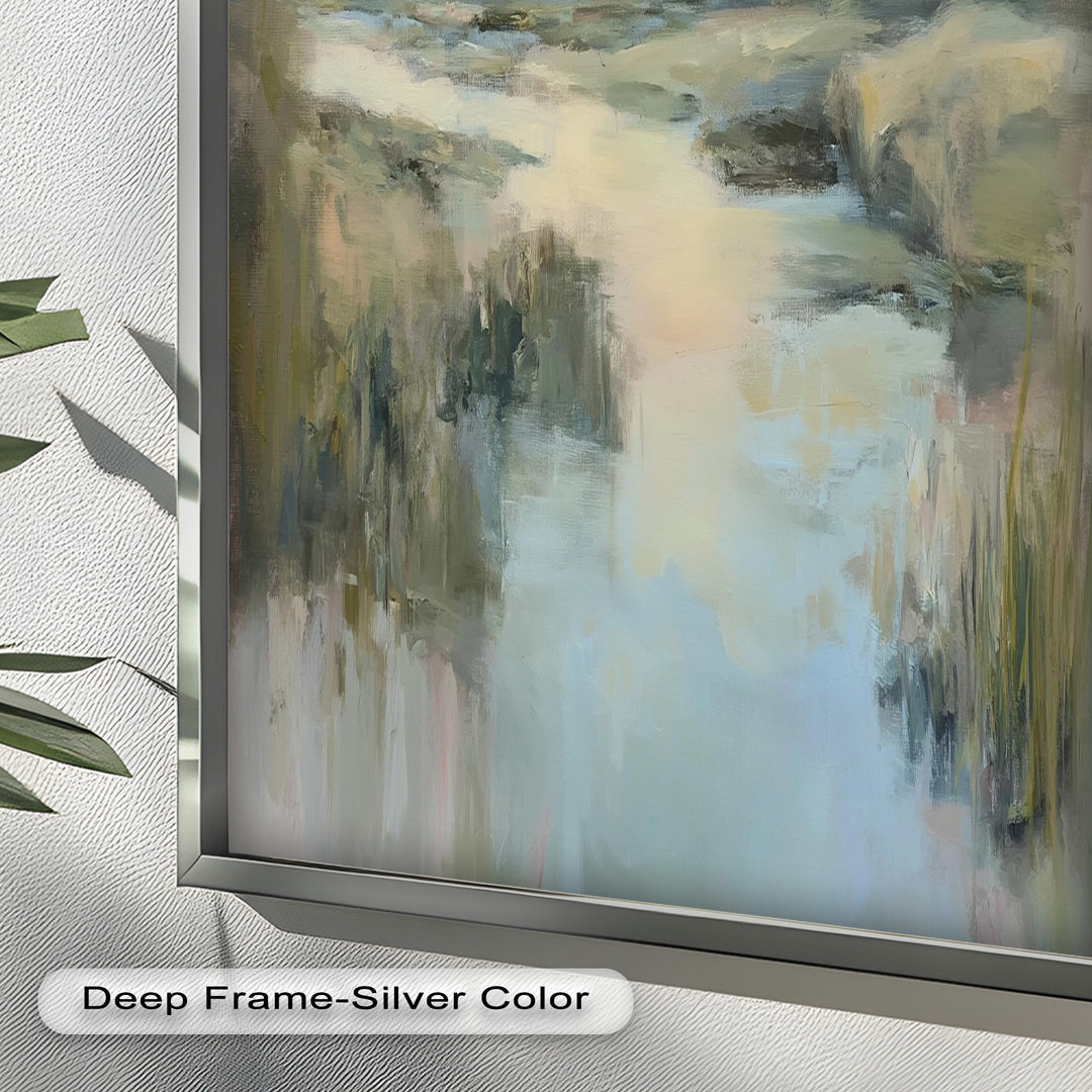 Pastel River Landscape - Framed Oil Painting