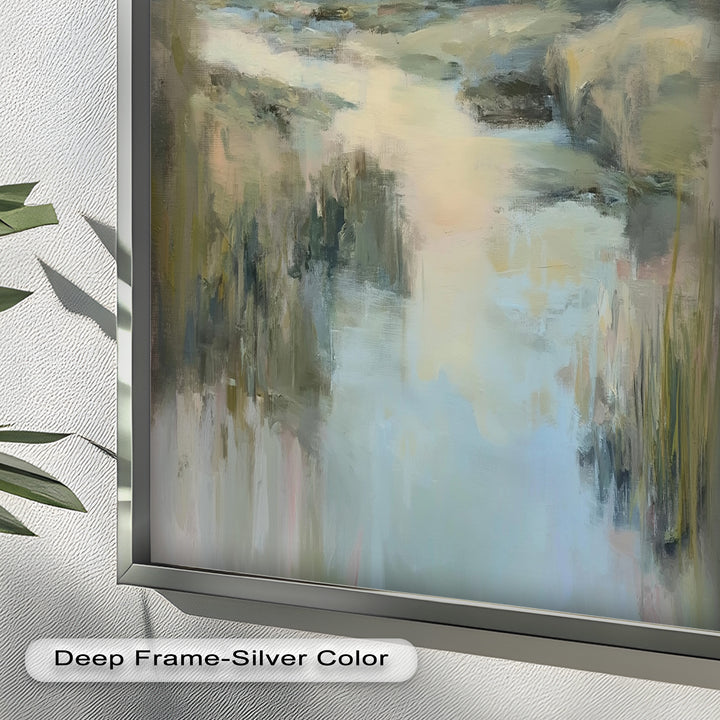 Pastel River Landscape - Framed Oil Painting