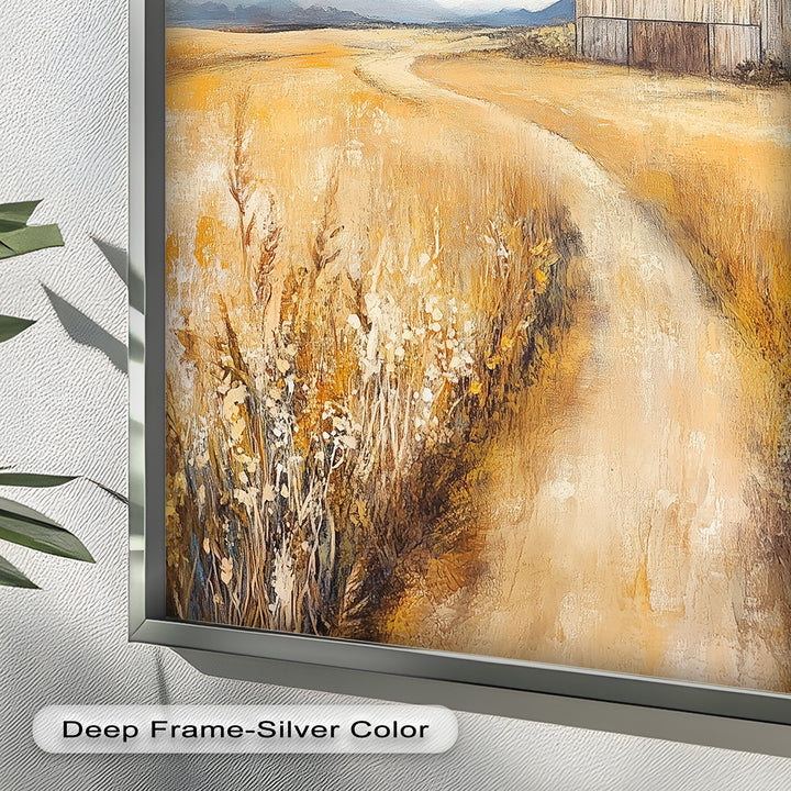 Country Wall Art - Golden Field Barn Landschaftsölgemälde