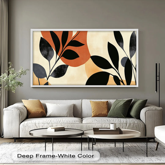 Earth-Tone Botanical Silhouette – Modern Boho Oil Painting - MyPhotoStation