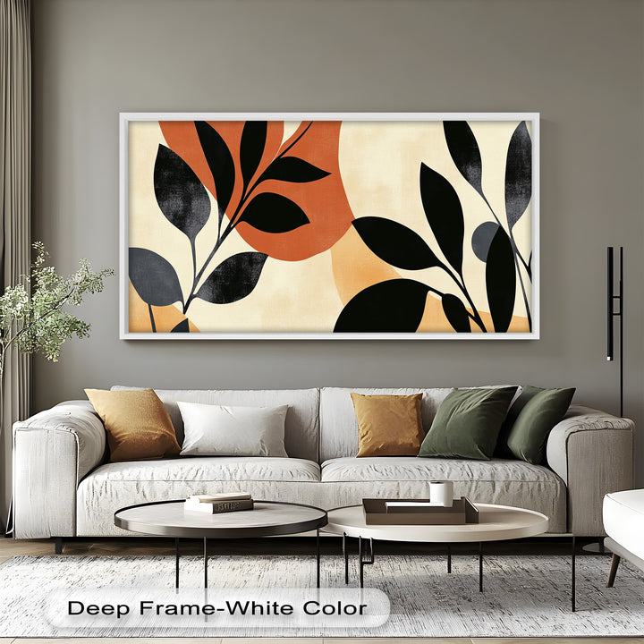 Earth-Tone Botanical Silhouette – Modern Boho Oil Painting