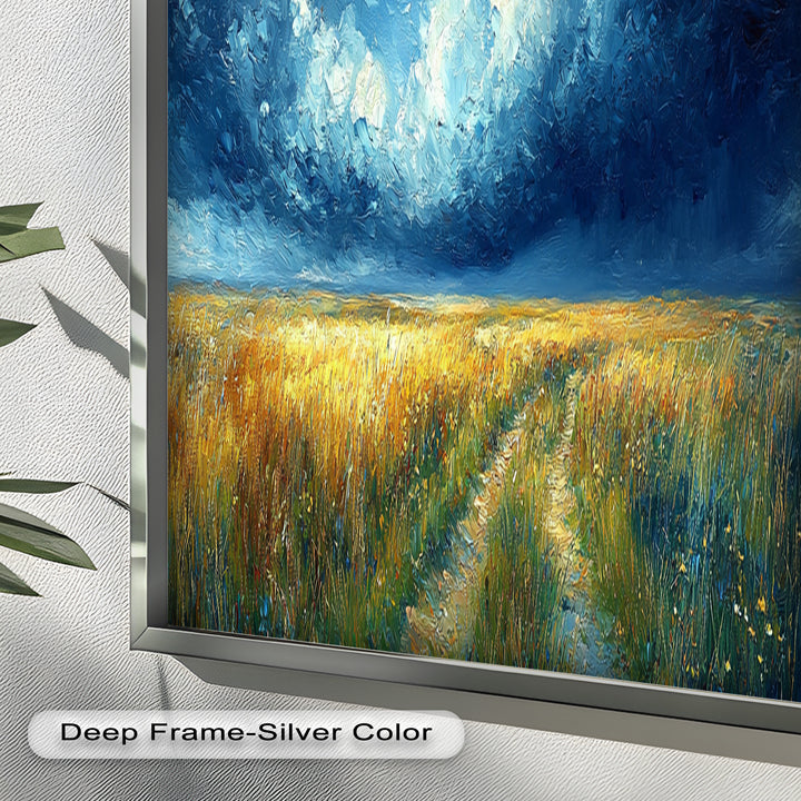 Golden Field Stormy Sky Wandkunst – Romantik Ölgemälde