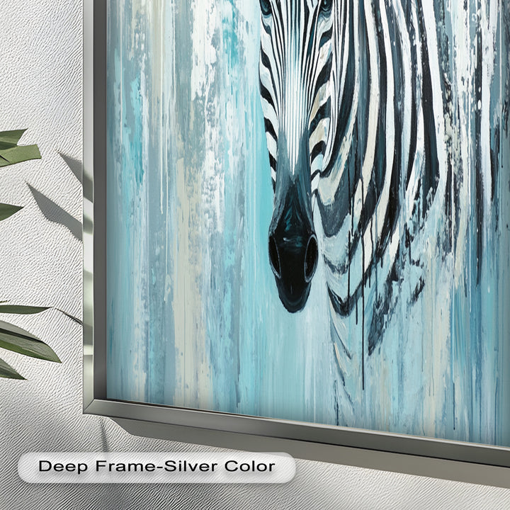 Zebra in Blue Abstract Style - Animal Oil Painting