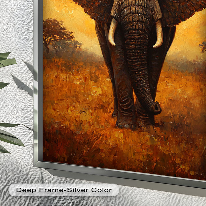 Majestic Elephant at Sunset – Wildlife Oil Painting