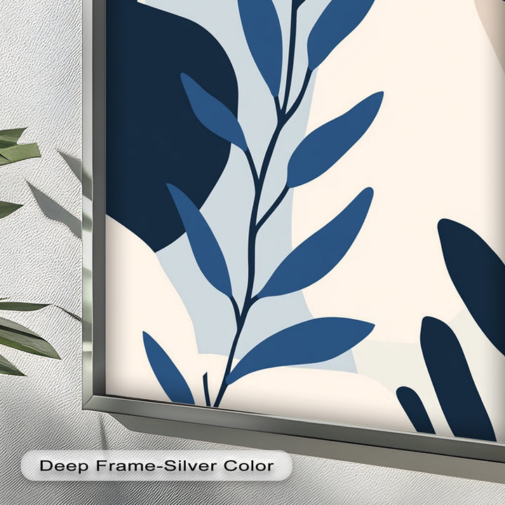 Indigo Serenity – Minimalist Botanical Oil Painting