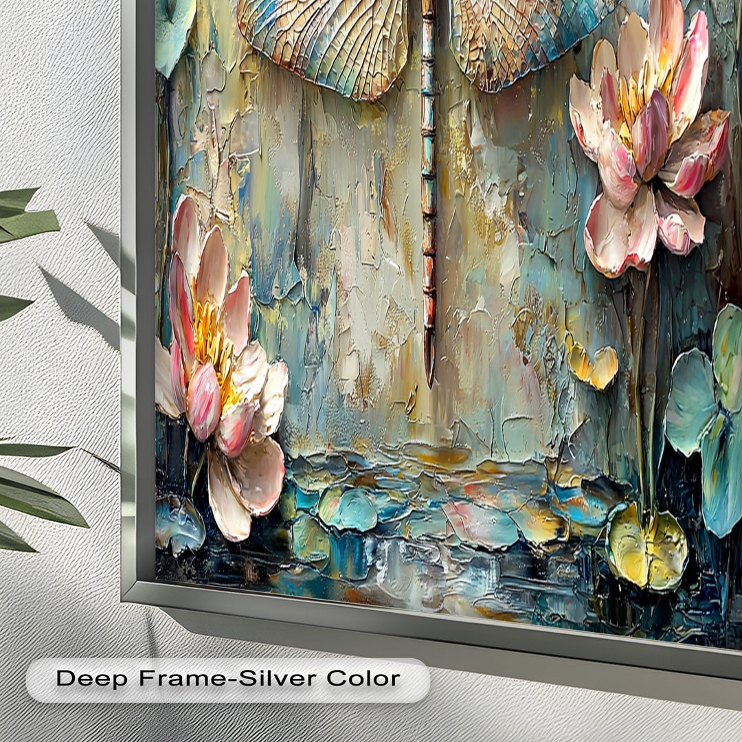 Floral Dragonfly – Framed Botanical Oil Painting