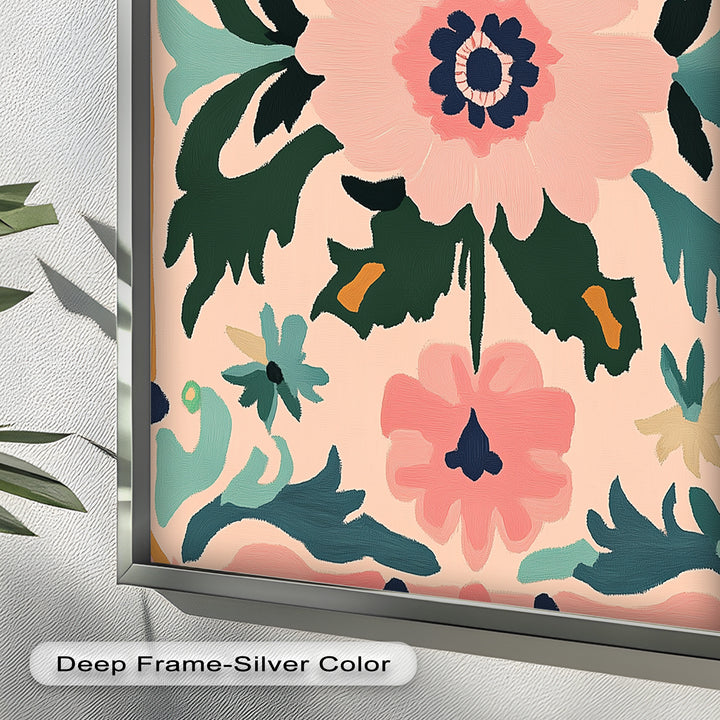 Folk Bloom – Symmetrisches Boho-Blumenölgemälde