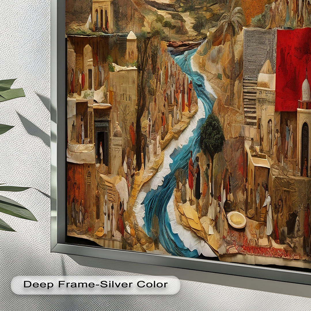 River of Time – Ancient Civilization Collage Picasso Oil Painting