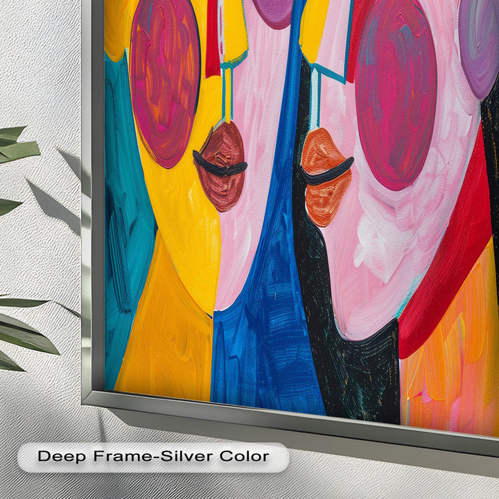 Unified Gaze – Vibrant Dual Portrait Picasso Oil Painting