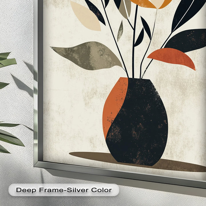 Earthy Boho Floral – Modern Abstract Vase Oil Painting - MyPhotoStation