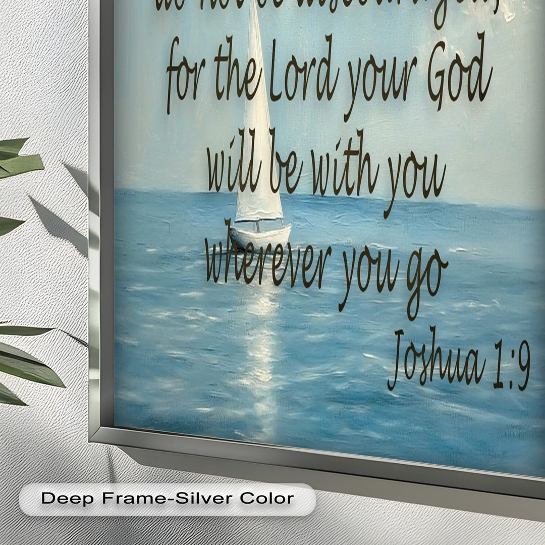 Joshua 1:9 – Courage and Strength Bible Verse Oil Painting