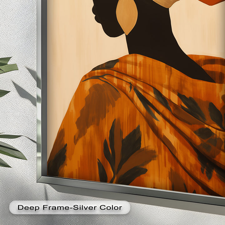 Afrikanische Frau Silhouette Kunst - Gerahmtes Ölgemälde