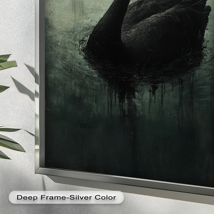 Solitary Grace – Moody Black Swan Oil Painting