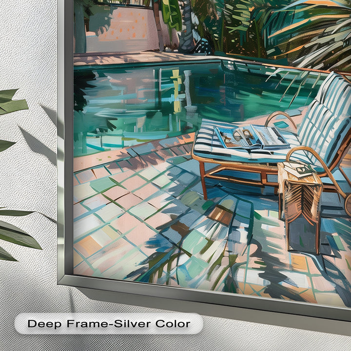 Poolside Palm Tree Escape – Tropical Oil Painting