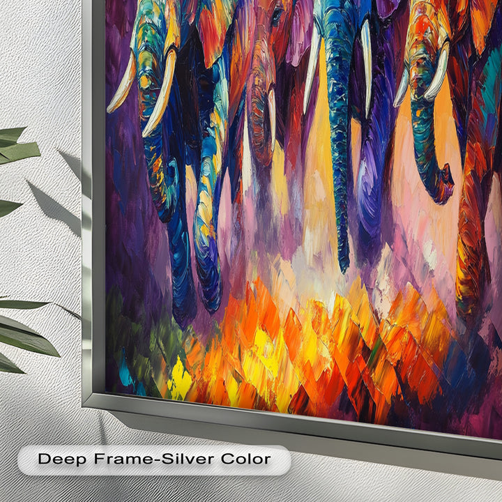 Elephant Herd at Dusk – Animal Oil Painting