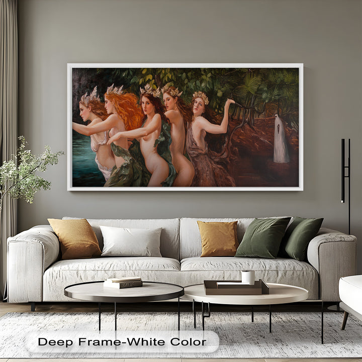 The Enchanted Procession – Mythological Forest Nymphs Oil Painting