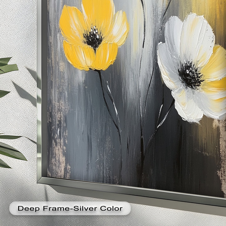 Golden Harmony – Yellow and White Floral Oil Painting